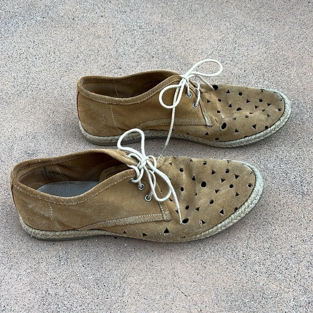 Seychelles Lace-up Espadrille Sneaker 100% Leather Suede Size 9 Neutral Coastal